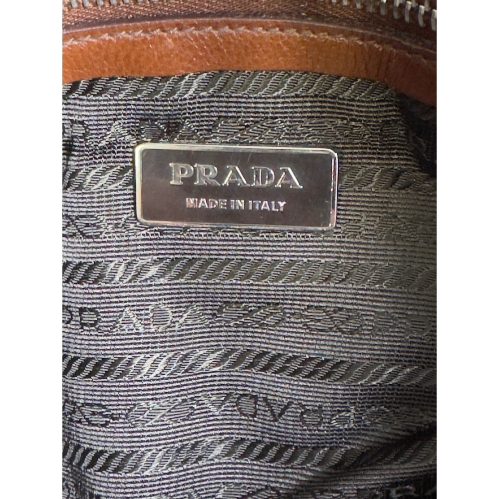 Prada Sacca Bufalo Easy Bag Womens Tabacco Brown Leather BR2613 Shoulder Strap - Picture 3 of 14